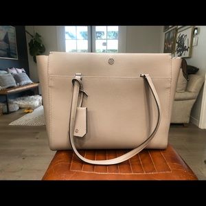 Tory Burch Parker leather tote in gray